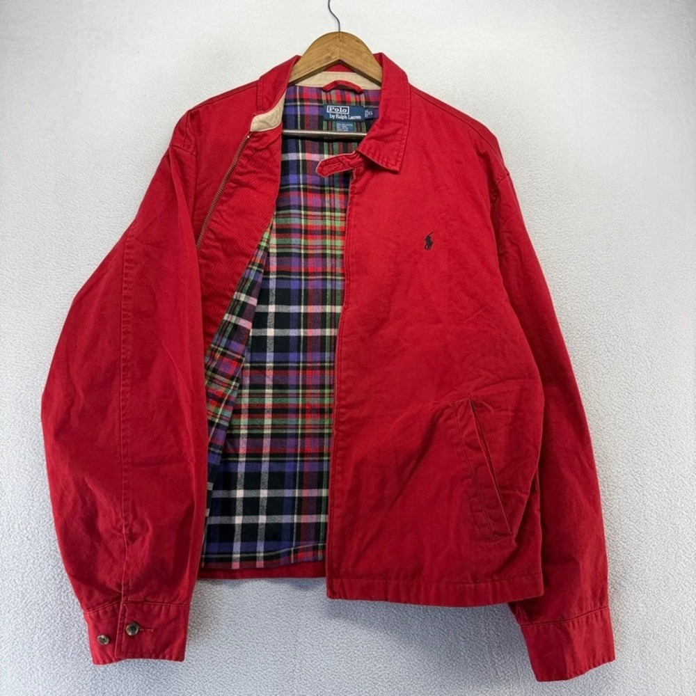 Vintage Ralph Lauren Jacket Mens XL Red Bi Swing Bomber Plaid Lined Deadstock